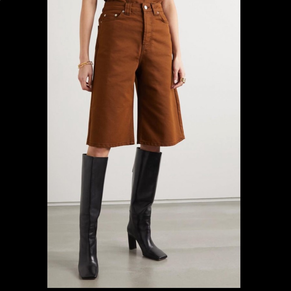 GANNI size 30 High Waisted Denim Shorts Light Brown